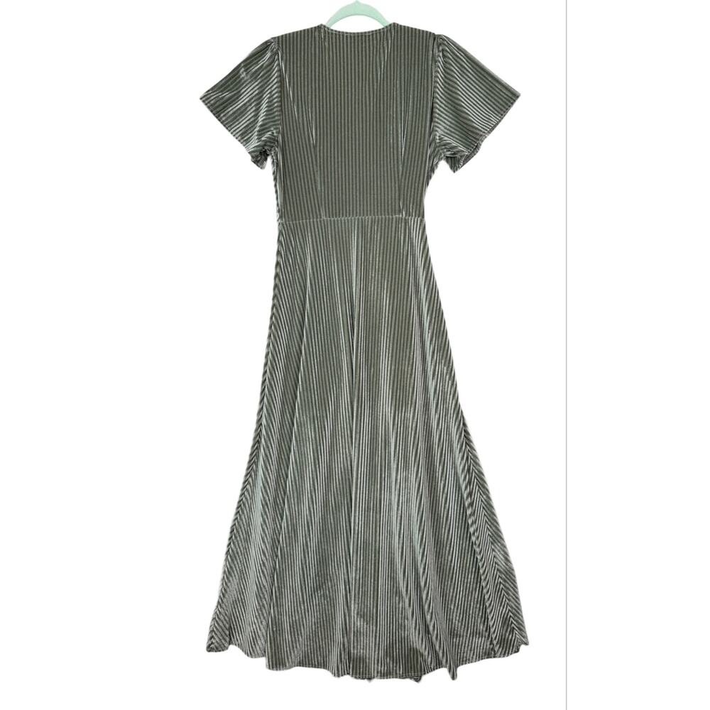 Baltic Born Andy Ribbed Velvet Maxi Wrap Dress Dusty Sage Medium Wedding - Picture 7 of 10